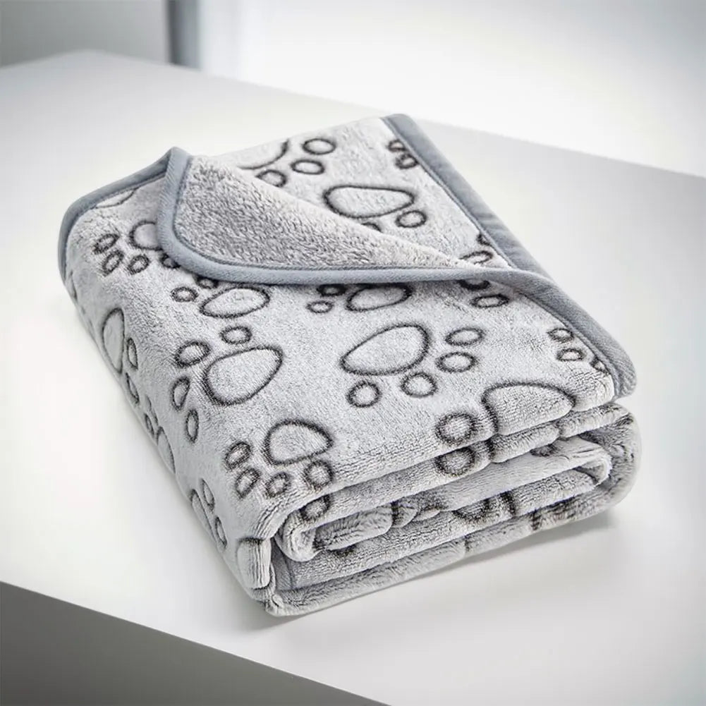 Flannel Pet Sleep Mat Paw Print for Dog Cat Soft Warm Blanket Washable Pet Blanket for Sofa Bed Car Seat