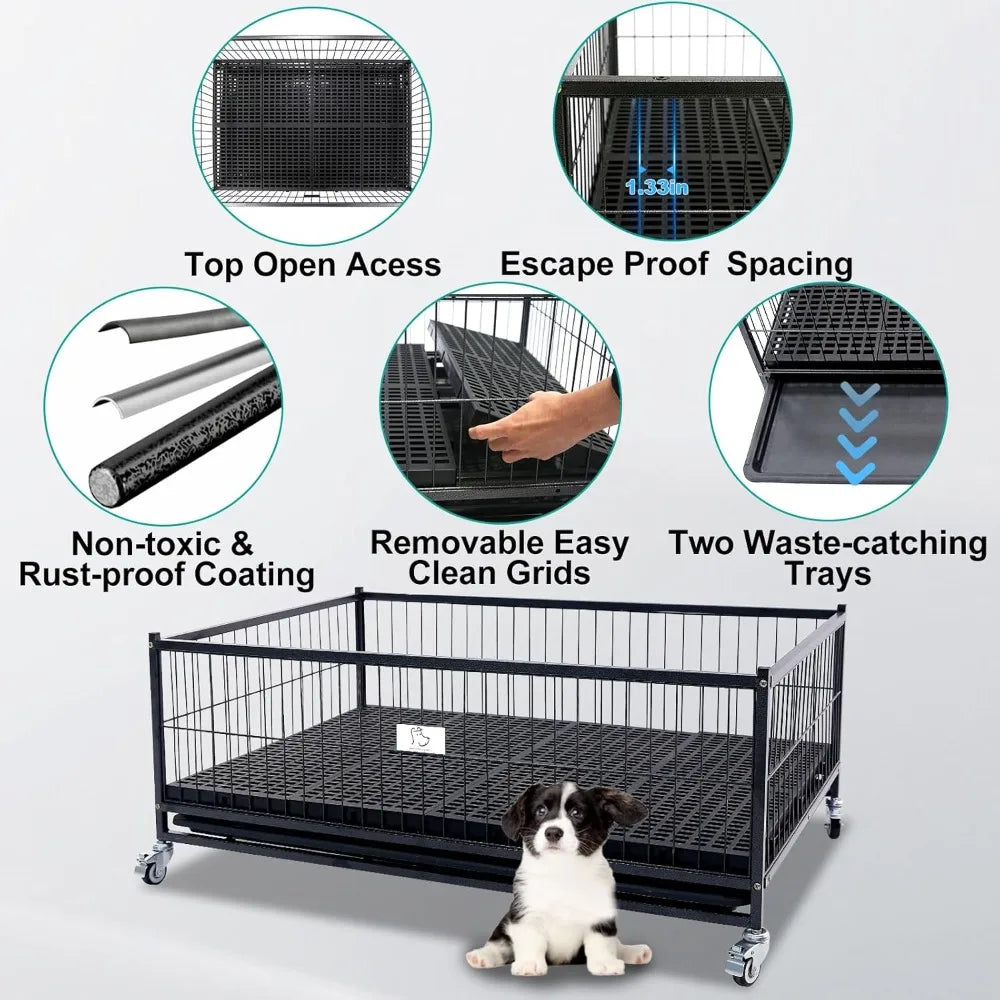 43" Dog Whelping Box for Puppies, Heavy Duty Metal Whelping Box for Small Breed Dogs with Washable Plastic - Free Delivery