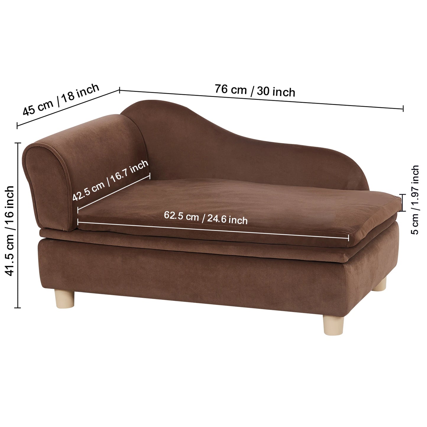 SucceBuy Pet Sofa Dog Couch for Medium-Sized Dogs and Cats Soft Velvety Dog Sofa Bed for Living Room Bedroom Pet Store or Clinic