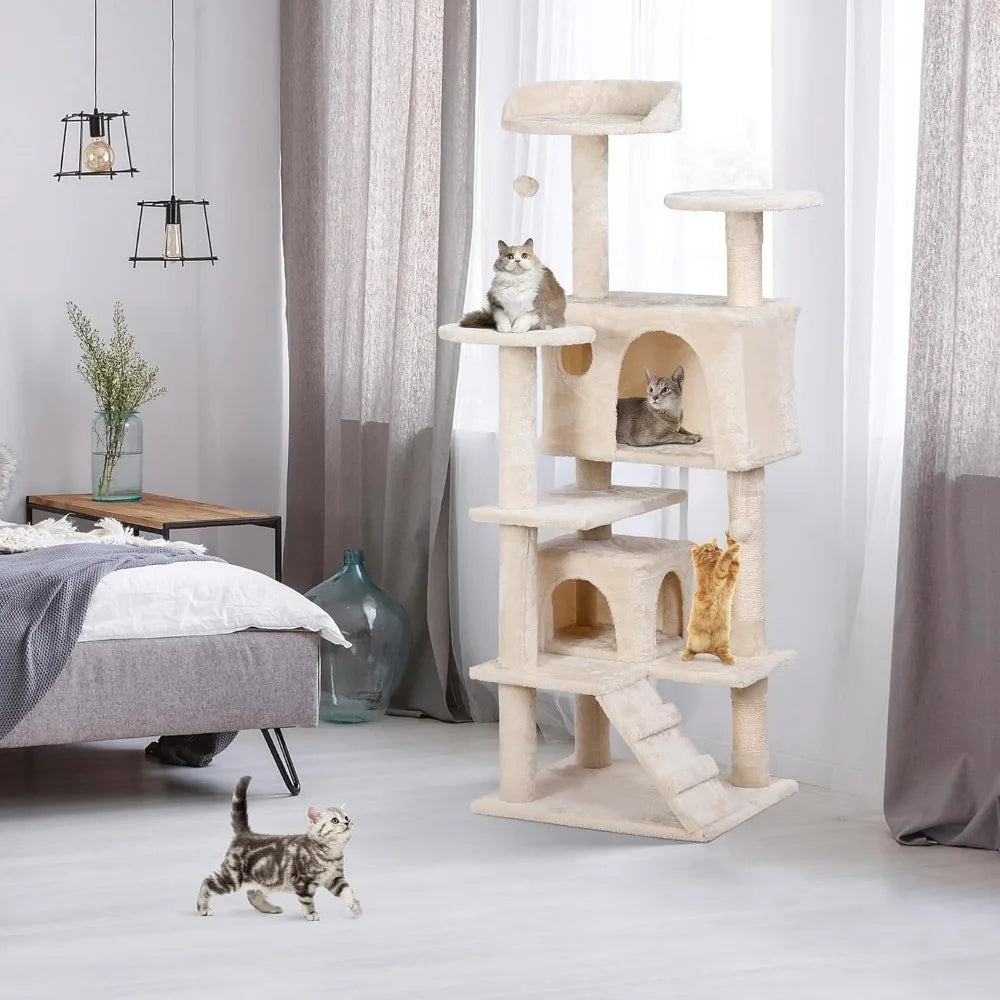 Nova Microdermabrasion 54 in Cat Tree Tower for Indoor Cats Multi-Level Cat Condo Cat Bed Furniture with Scratching Post Kittens