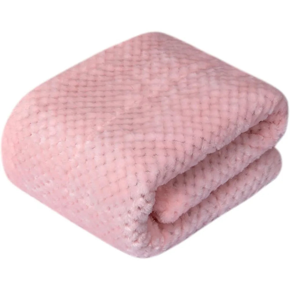 DG Plush Fleece Receiving Blanket for Dog, Cat, Pet - Warm & Soft, Couch, Sofa, Travel & Outdoor, Camping (24" x 32"), Baby Pink
