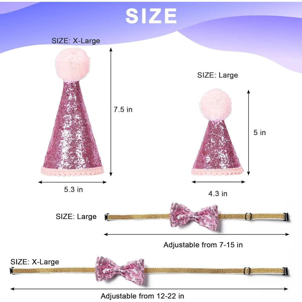 Dog Birthday Party Supplies Decorations with Dog Bandanas/Birthday Hat/Bow Tie Collar with 0-8 Numbers, for Medium Small Dogs Pe