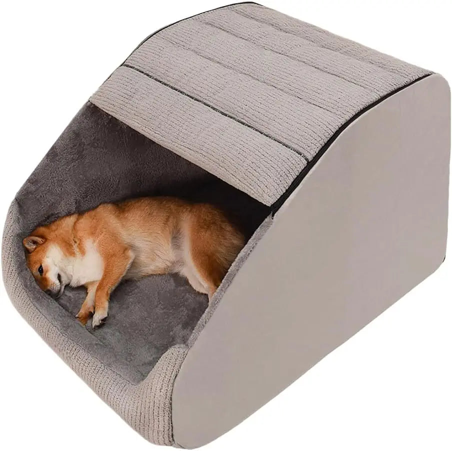 Dog Bed House, Cozy Dog House Indoor, Memory Sponge, Plush Dog Cave Bed Crate Cushion with Non-Slip Bottom