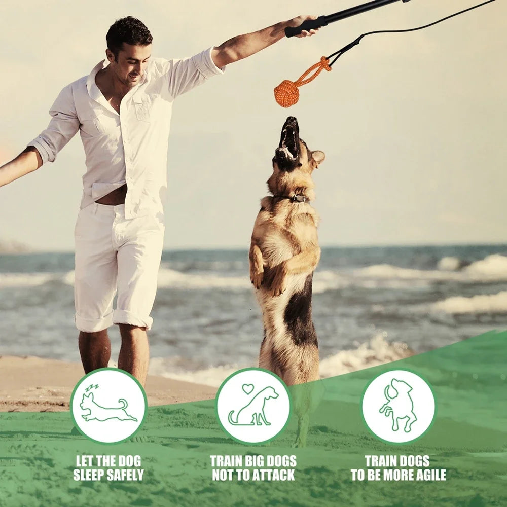 Interactive Dog Toys Extendable Flirt Pole for Small Large Dogs Chase Drag Chew Rope Toy Outdoor Training Exercise Entertainment