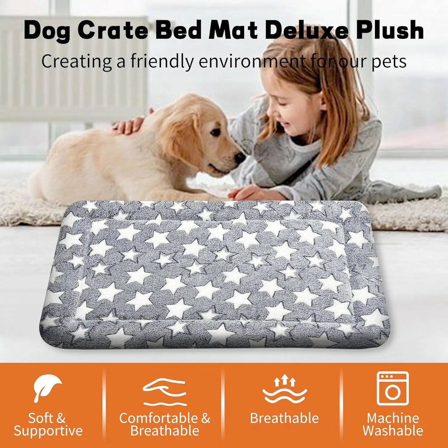 Dog Bed Mat – Soft & Comfortable Dog Kennel Pad for Crate – Durable Crate Bed & Mat for Dogs & Cats – Ideal for