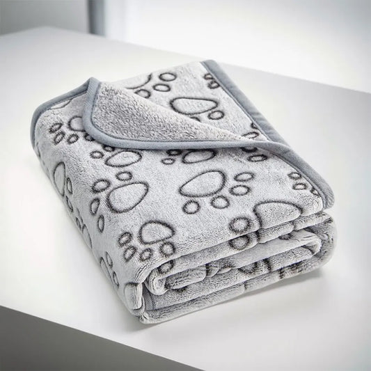 Flannel Puppy Blanket Paw Print for Dog Cat Pet Sleep Mat Washable Pet Throw for Sofa Bed Car Seat