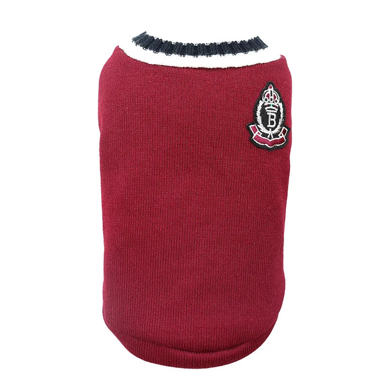 Dog Cat Sweater Preppy Style V-neck Corgi Teddy knitted Vest Pet Puppy Winter Warm Clothes Apperal for Small Medium Big Dogs Cat