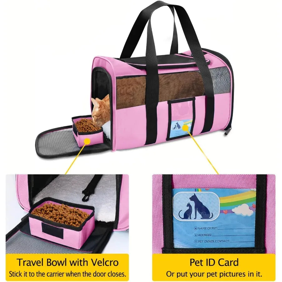 Airline Approved Soft Pet Carrier for Medium and Small Cats and Dogs TSA Approved Travel Carrier for Pets Up to 15 Lbs Lightwei