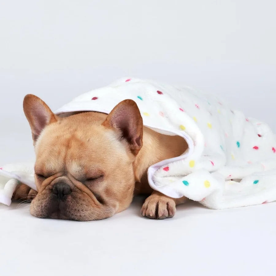 1 Pack 3 Blankets Super Soft Cute Dot Pattern Pet Blanket Flannel Throw for Dog Puppy Cat Beige Brown Pink Small Ideal for Cozy