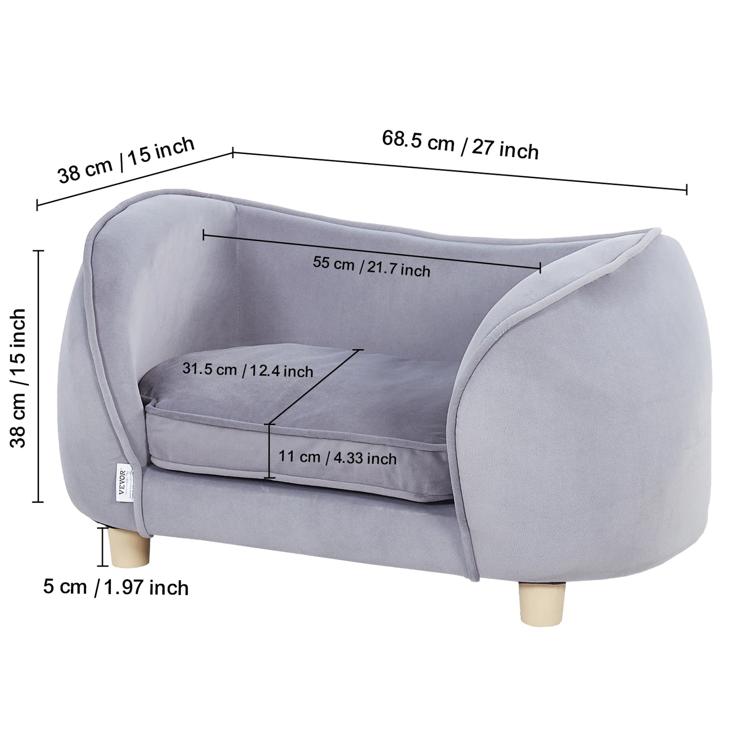 SucceBuy Pet Sofa Dog Couch for Medium-Sized Dogs and Cats Soft Velvety Dog Sofa Bed for Living Room Bedroom Pet Store or Clinic