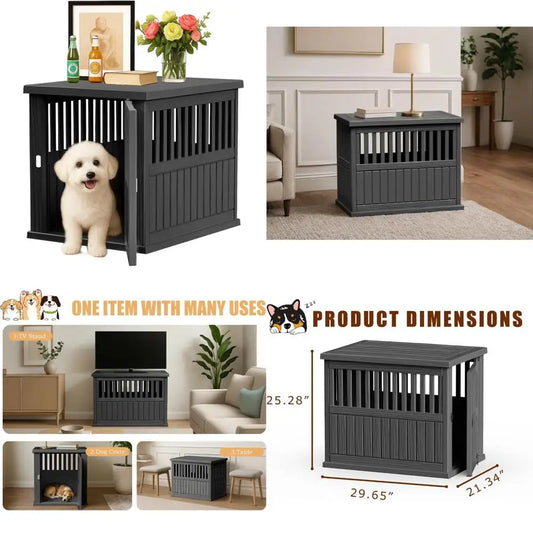 Vixzen Dog Crate Furniture for Small to Large Dogs,Decorative Resin Kennel Indoor,Multifunctional Dog Crate with Locking Buckle,