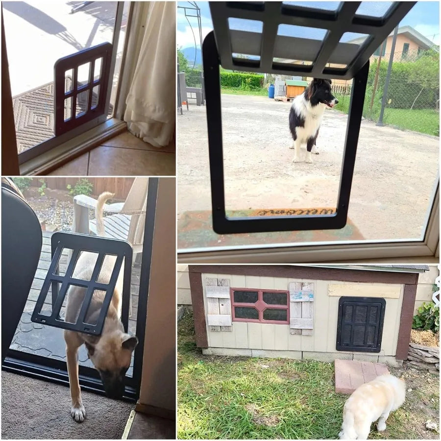 Enjoying Dog Door for Screen Doors Passage Opening 11.2 x 14.4 Access Freely Magnetic Swing Flap Large Pet Door for Sliding Scr