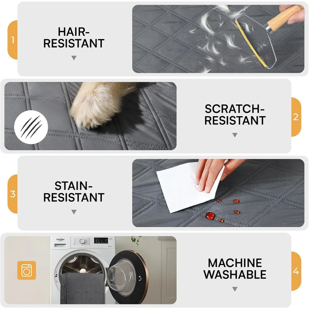 100% Waterproof Couch Cover Blanket for Dogs Anti-Slip Pet Couch Protector Sofa Mat Puppy Cat with Non-Slip Bottom, Grey, 30x70