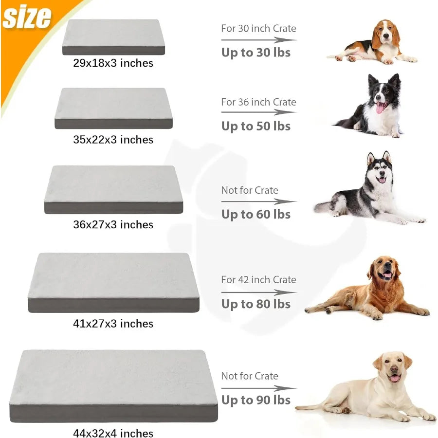 Orthopedic Dog Bed Dog Crate Bed Waterproof for Large Dogs Deluxe Plush Washable Pet Mat with Egg Crate Foam Removable Cover 35