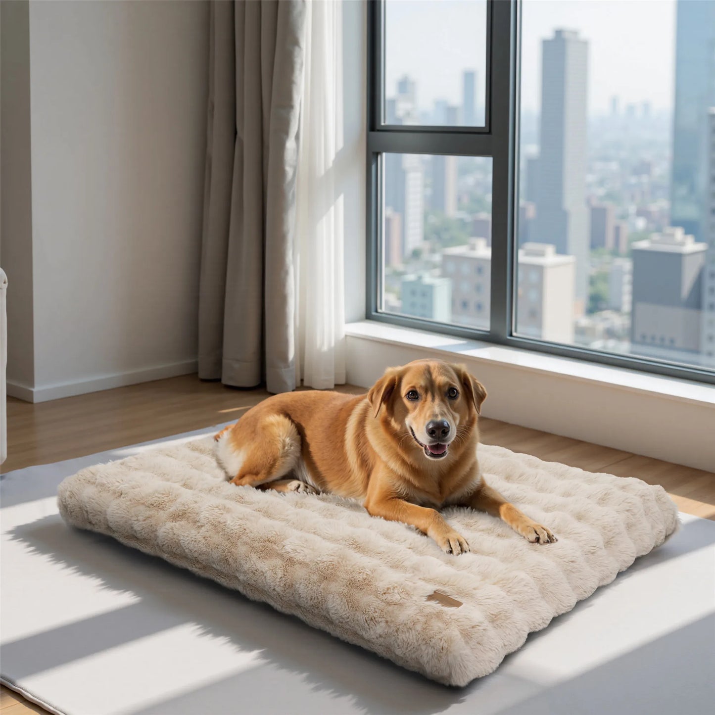 Fluffy Dog Crate Bed for Extra Large Dogs, Plush Faux Fur Crate Pad, Calming Anti Anxiety Dog Bed, Washable Soft Warm Crate