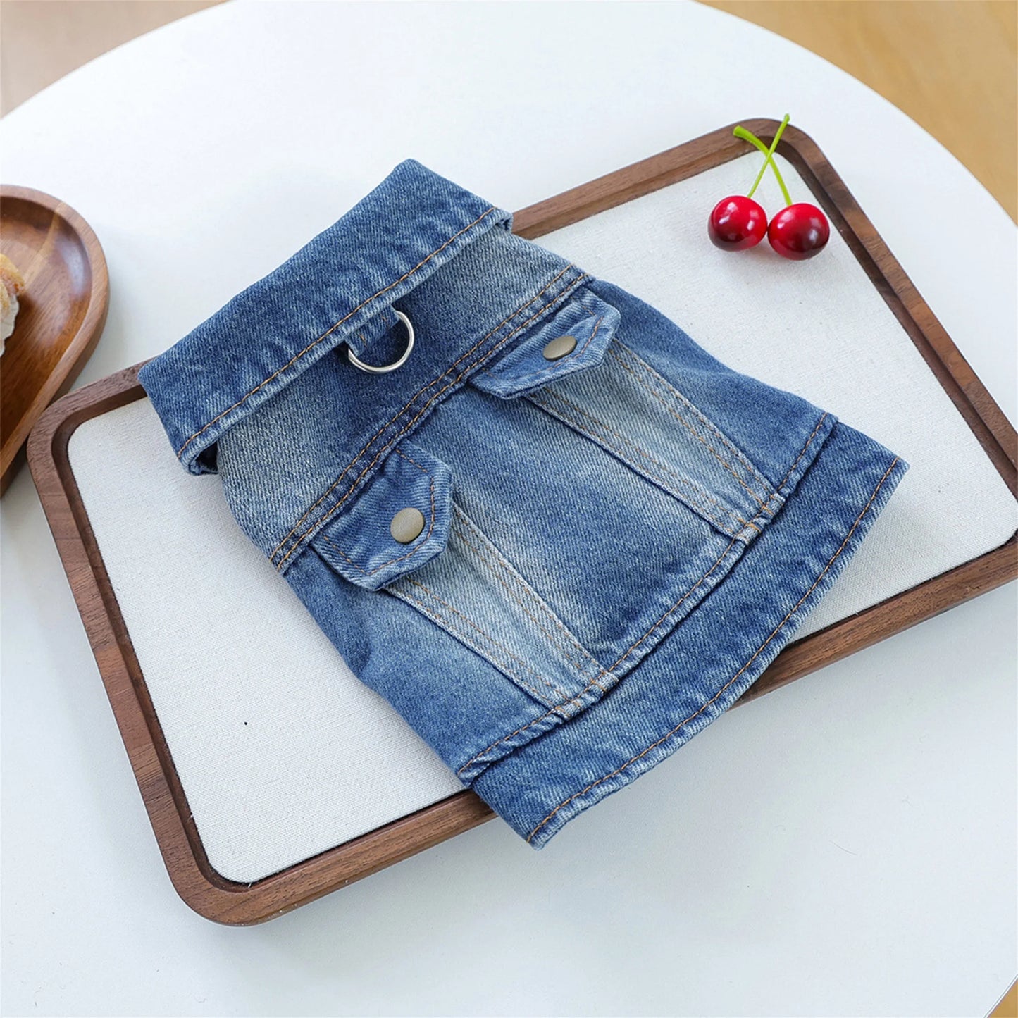 Blue Retro Dog Jeans Jacket Trendy Button Denim Coat for Small Medium Girl Boy Dogs