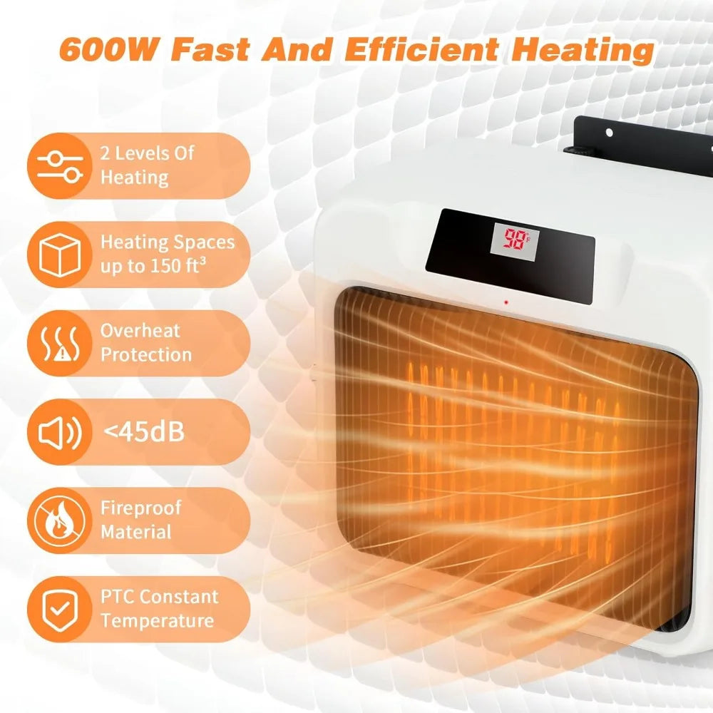 Large Dog House Heater with Thermostat, 300W/600W Safe Heater for Dog House Outdoor with 6 Ft Anti Chew Cord, Wall Mounted Dog