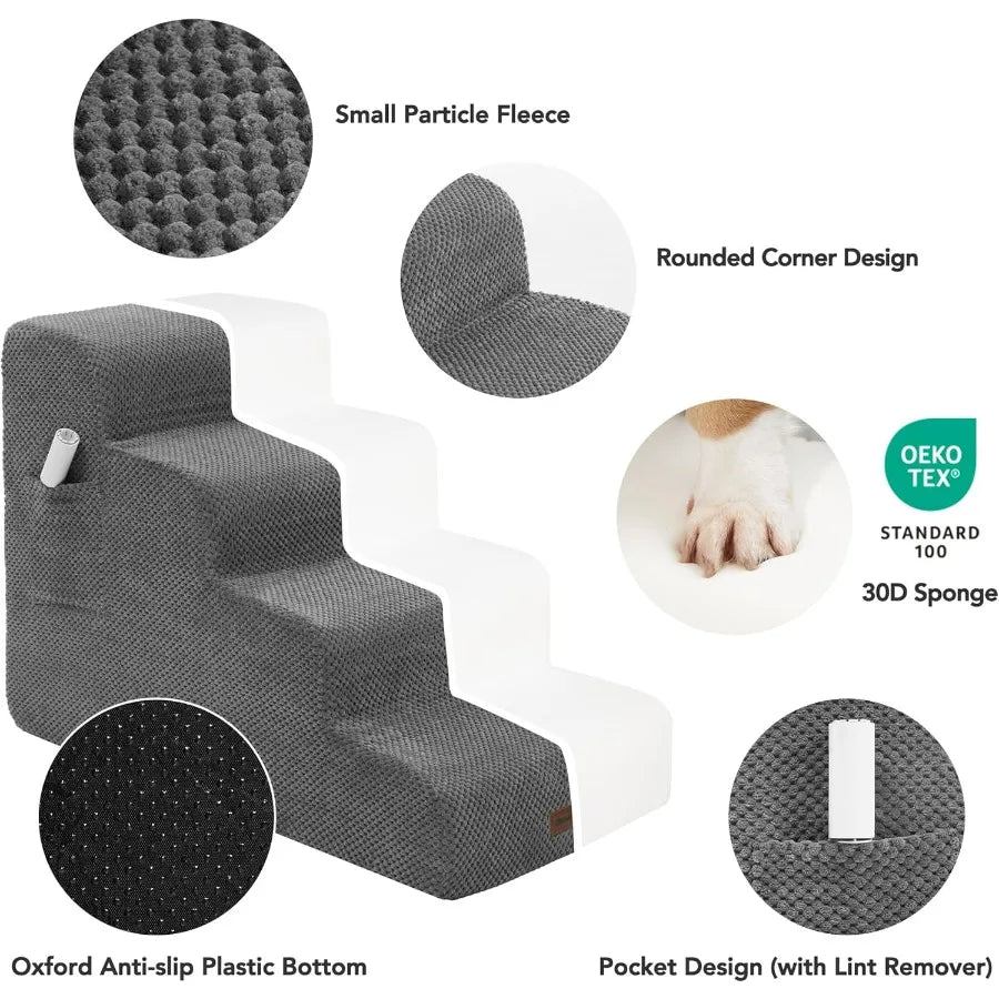 Pet Stairs for Small Elderly Dogs Cats 3Step Dog Ramp NonSlip Surface Soft Washable Cover Portable for Couch Bed Use Ideal for