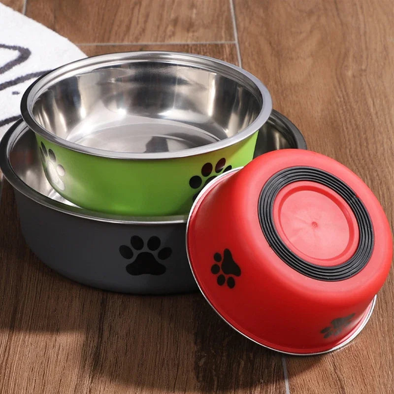 Pet Bowl Stainless Steel Dog Water Bowl with Non-Slip Rubber Base And Small Cats And Dogs Drinking Water Feeding Pet Food Bowl