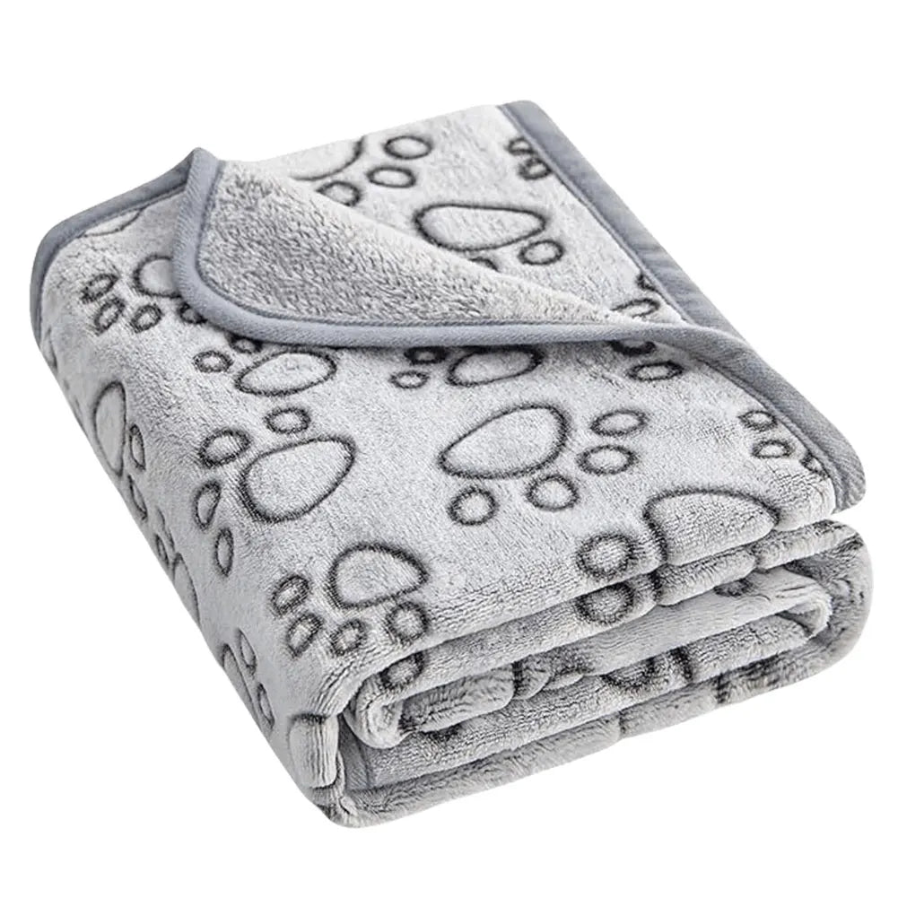 Flannel Puppy Blanket Paw Print for Dog Cat Pet Sleep Mat Washable Pet Throw for Sofa Bed Car Seat