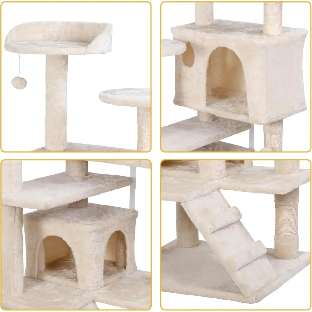 Nova Microdermabrasion 54 in Cat Tree Tower for Indoor Cats Multi-Level Cat Condo Cat Bed Furniture with Scratching Post Kittens