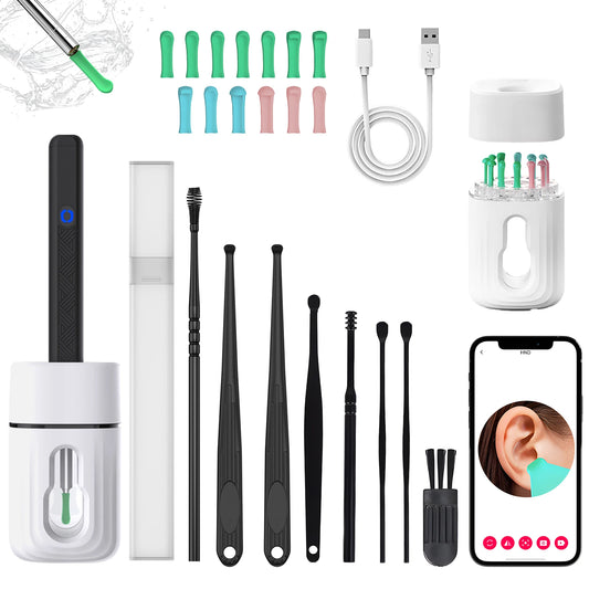 Ear Wax Removal, Ear Cleaner with 1080P Camera Earwax Remover Tool with 8Pcs Ear Canal Tools&6 Soft Ear Spoons for iOS & Android