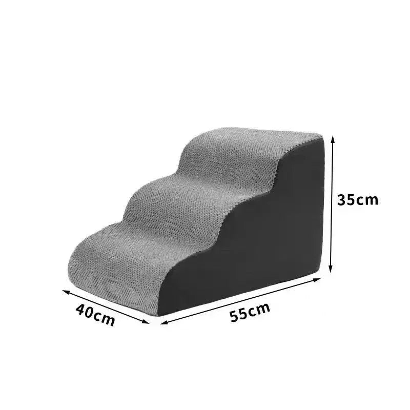 Pet Safety Ramp with 1-3 Steps for Dogs Cats and Teddy Bears Washable Dog Stairs for Sofa Bed Easy To Assemble Small Staircase