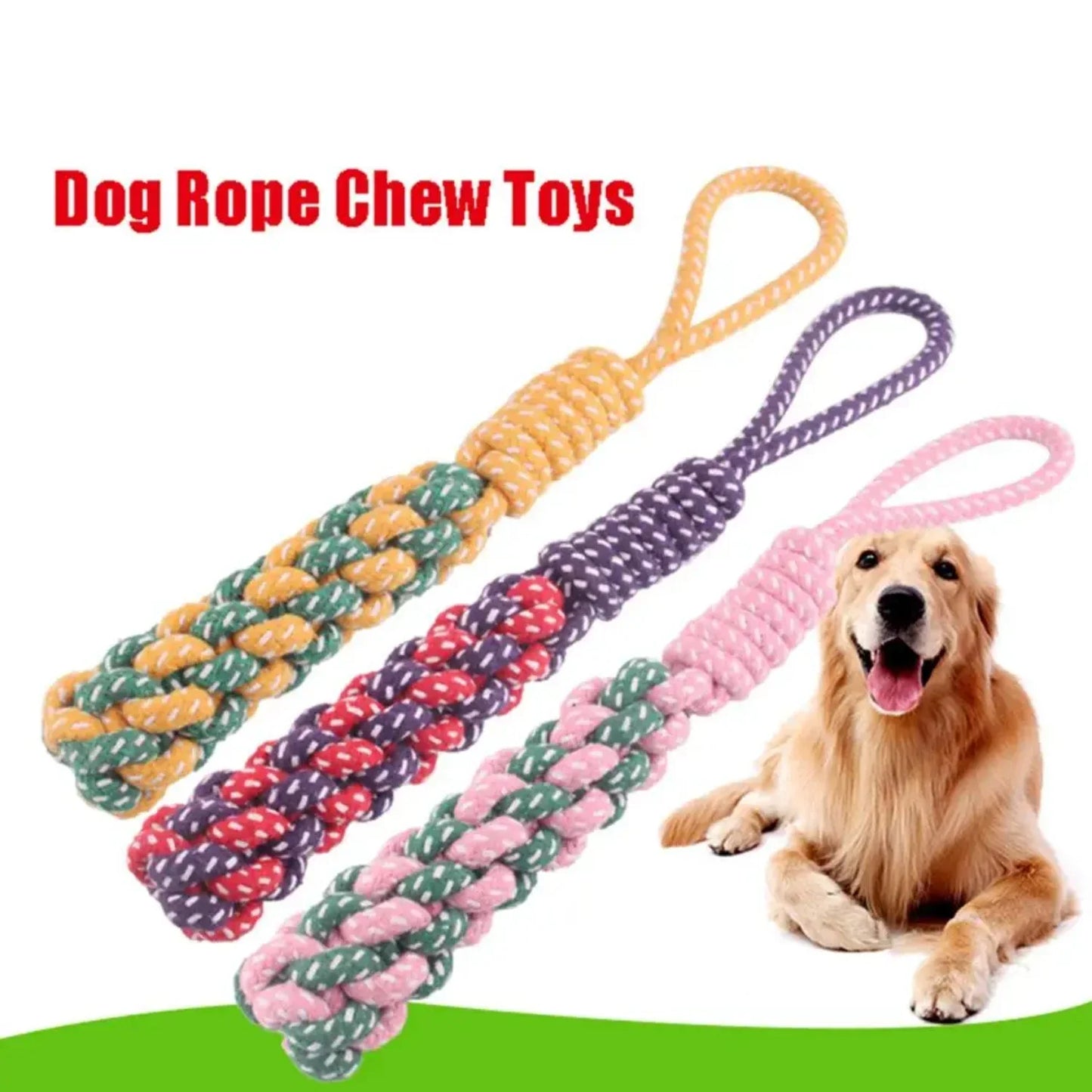 1pcs  Dog Rope Chew Toy Durable Cotton Braided Rope Puppy Kitten Teeth Cleaning Toys Outdoor Training Pet Supplies