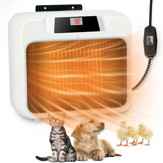 Large Dog House Heater with Thermostat, 300W/600W Safe Heater for Dog House Outdoor with 6 Ft Anti Chew Cord, Wall Mounted Dog