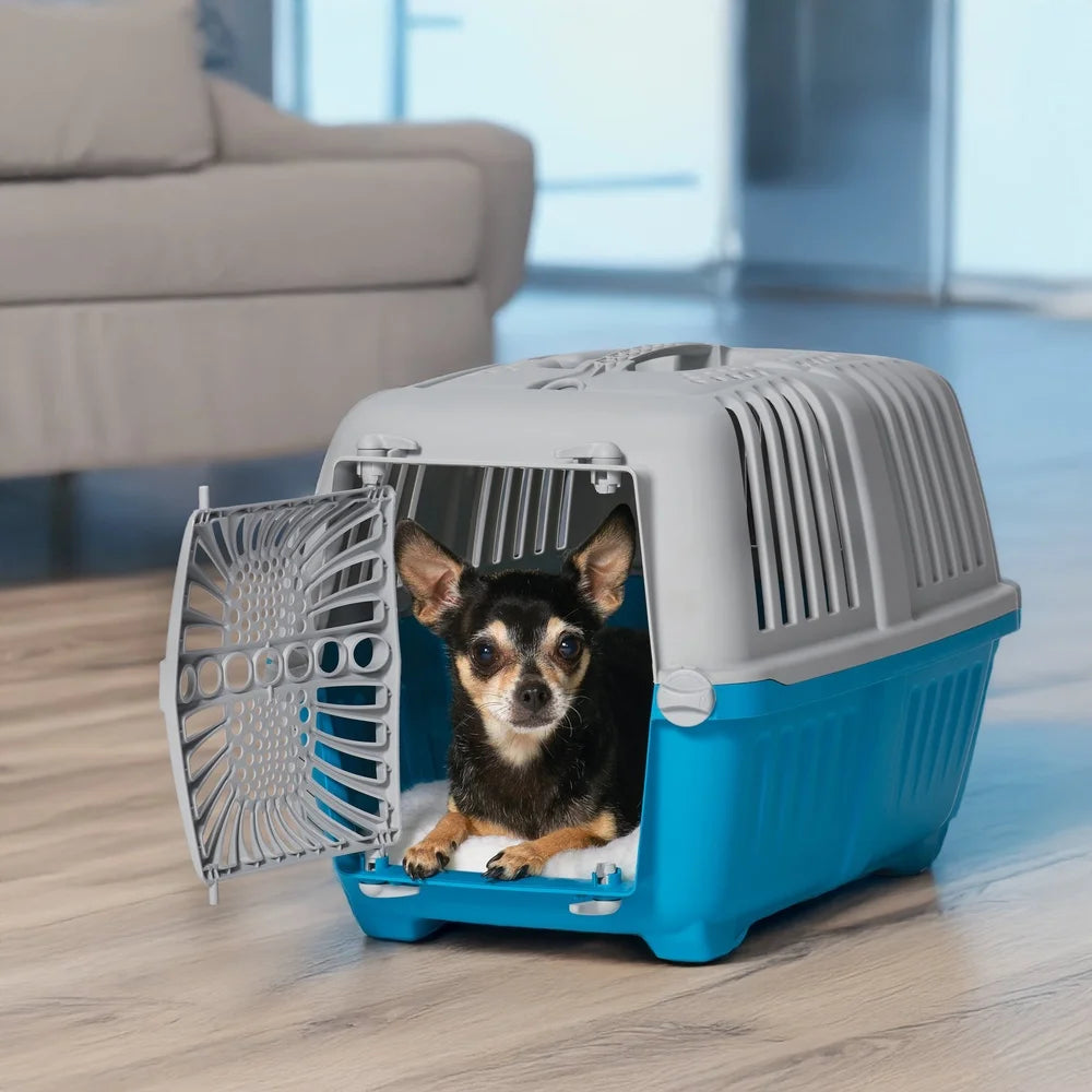 Travel Pet Carrier Small Dogs Cats Easy Assembly Durable Plastic with Secure Door Ideal Veterinarian Pet Store Trips