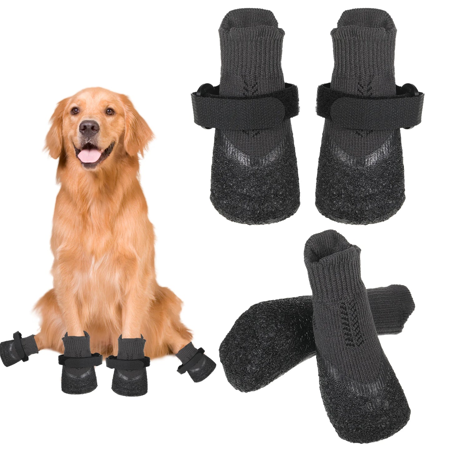 4pcs Rubber Wide Application Dog Shoes Suitable For Various Outdoor Activities No Loosing Rainy Days L
