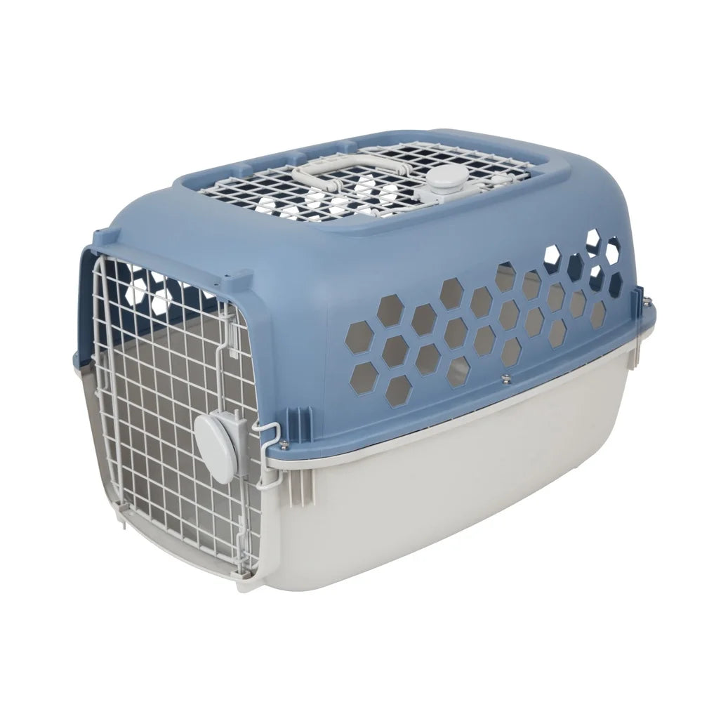 Multicolored 24 Inch Plastic Double Door Dog Cat Kennel Top Opening Portable Heavy Duty Durable Ventilated Carrier Travel