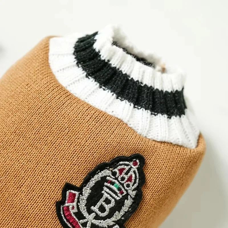 Dog Cat Sweater Preppy Style V-neck Corgi Teddy knitted Vest Pet Puppy Winter Warm Clothes Apperal for Small Medium Big Dogs Cat
