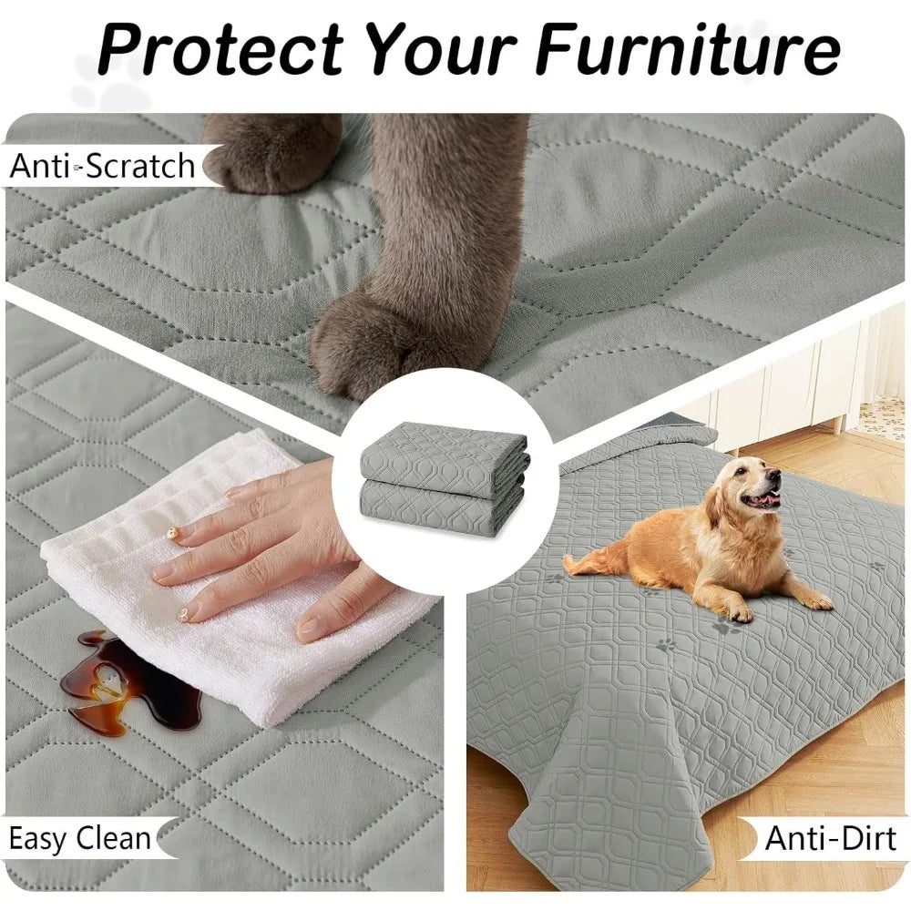 Waterproof Dog Bed Blanket, Soft Pet Blankets, Waterproof Couch Cover for Dogs, Reversible Sofa Covers Washable for Furniture (