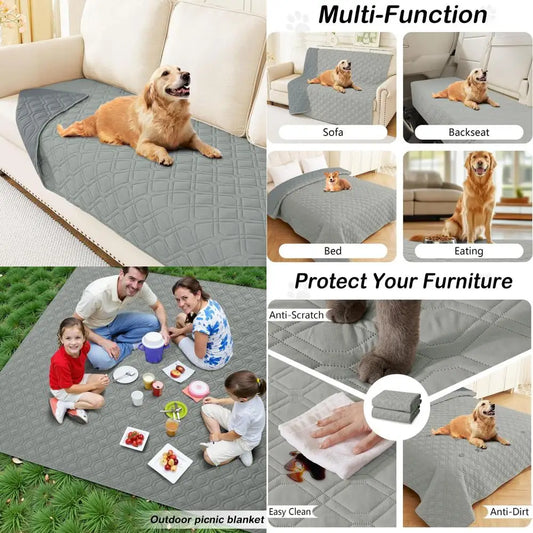 Waterproof Dog Bed Blanket, Soft Pet Blankets, Waterproof Couch Cover for Dogs, Reversible Sofa Covers Washable for Furniture (
